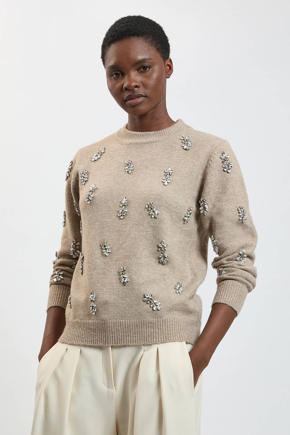 KarenMillen Synthétiquell Tricoté Douillet Orné En Mélange De Laine