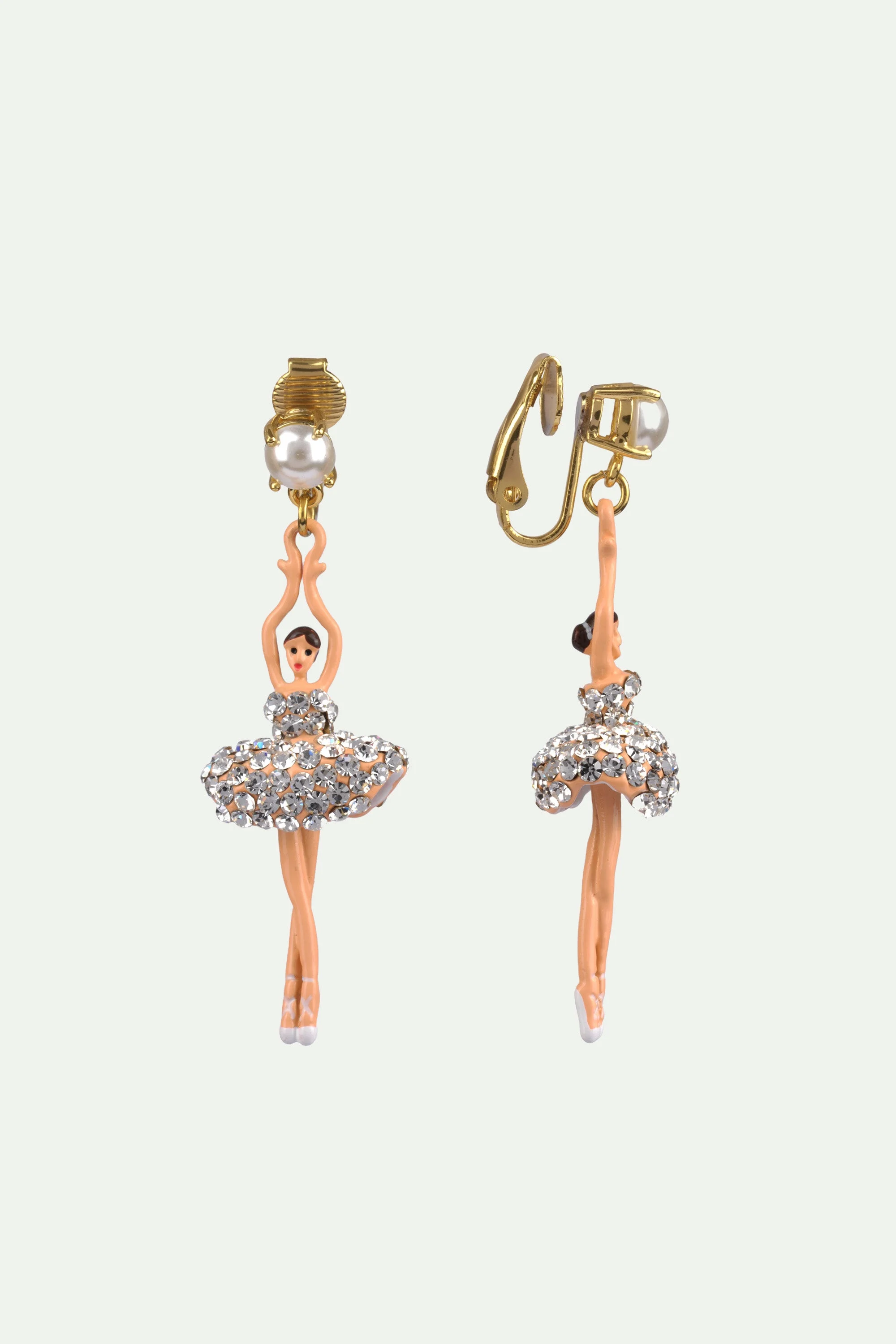 Boucles d'oreilles ballerines sur pointe cristal | Blanc