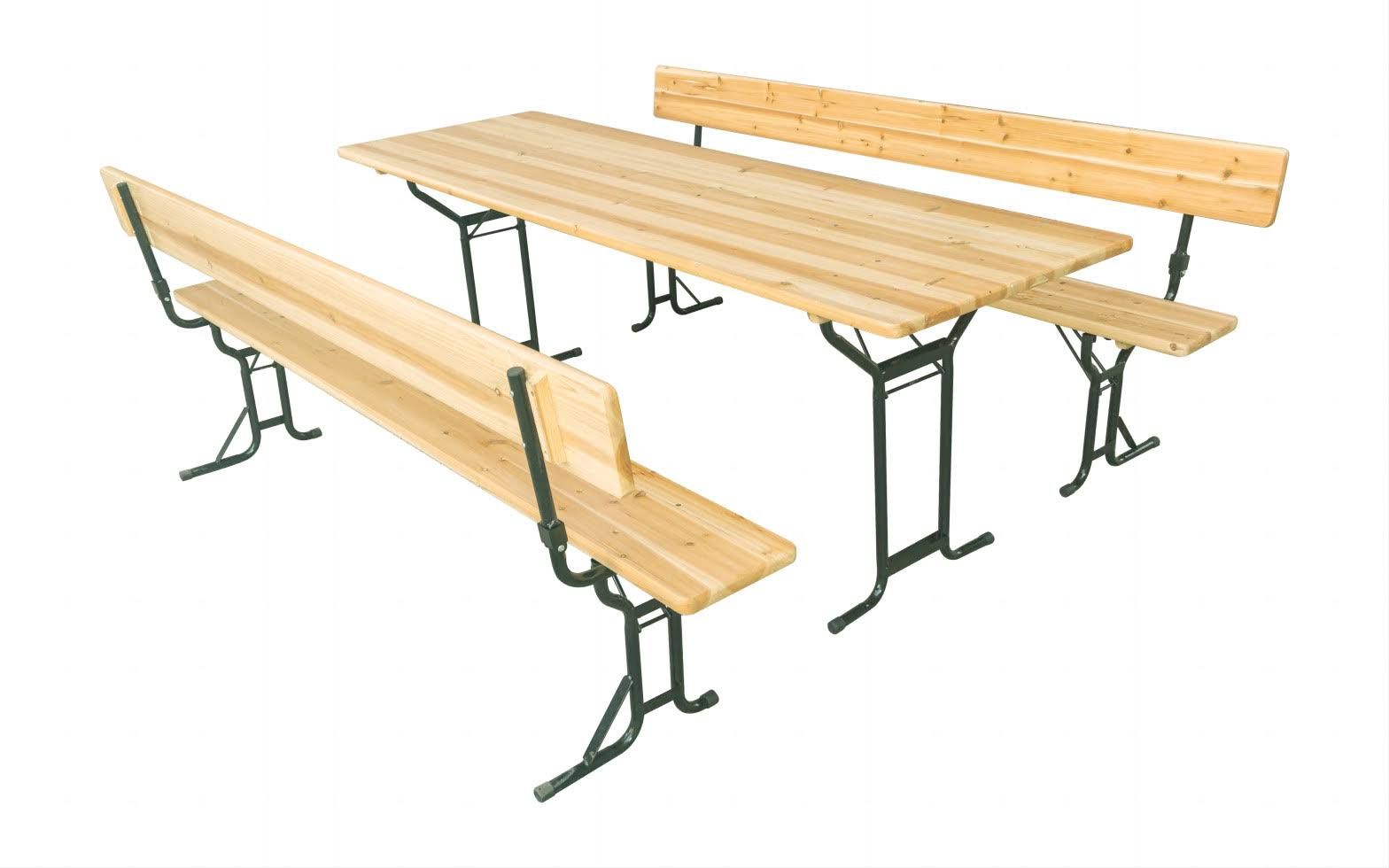 Bierzeltgarnitur mit Rückenlehne 220 x 70 cm natur 3-teilig