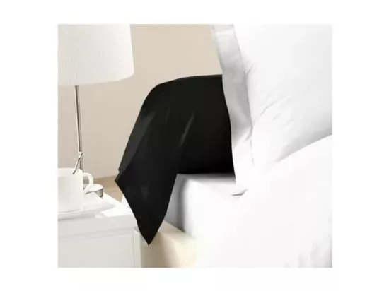2 Taies de Traversin 100% coton 85 x 185 cm noir