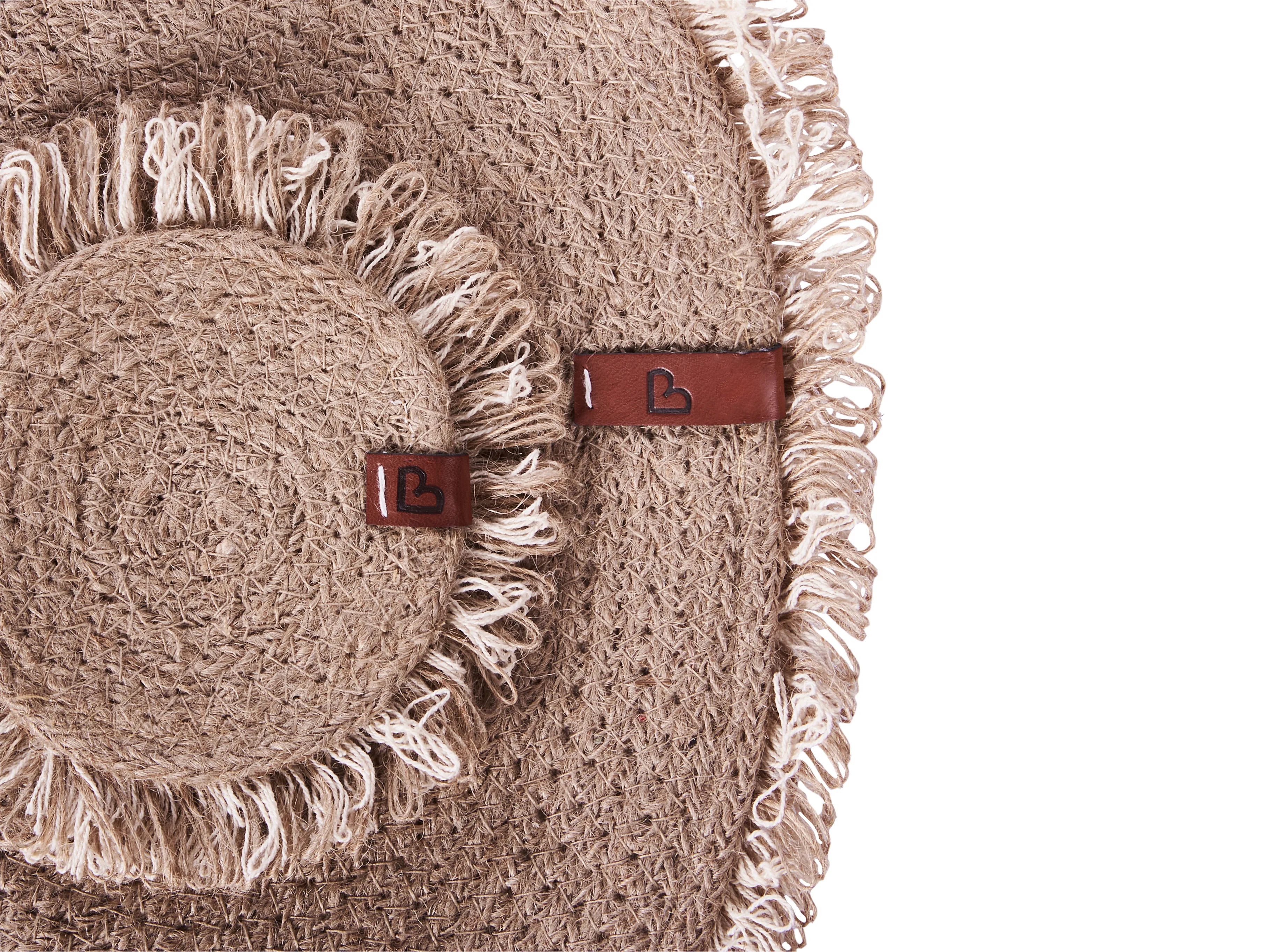 Placemats en onderzetters set RIBBERY Natuurlijk Jute
