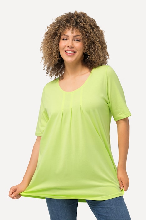 T-Shirt, Zierfalten, A-Linie, Rundhals, Halbarm, Modal