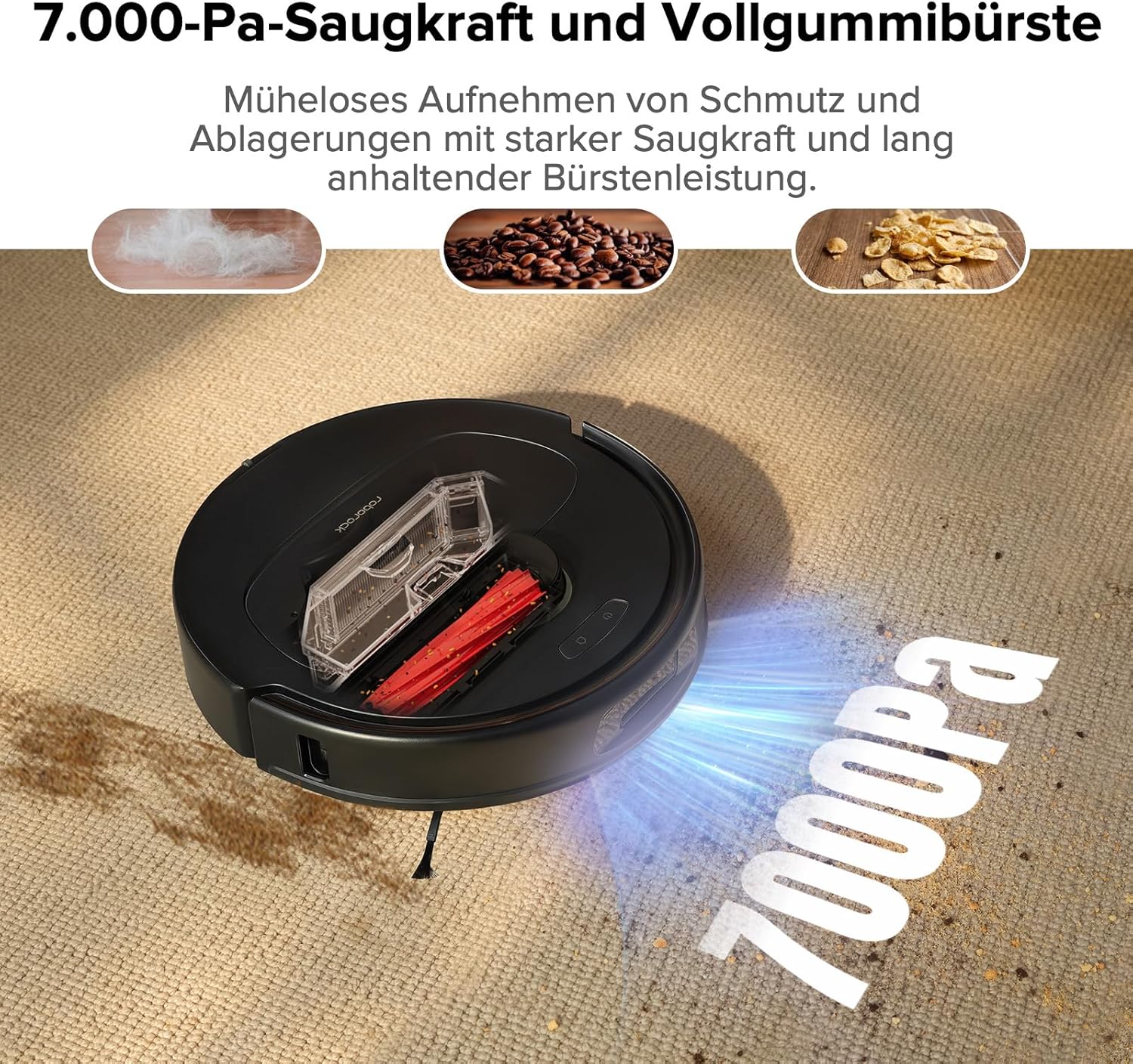 roborock Qrevo Pro Saugroboter mit Wischfunktion&Hebarem Wischmopp, FlexiArm Design Kantenreinigung, 7.000 Pa, 60 °C Heißwasser-Moppwäsche, App-Steuerung (Schwarz) (Generalüberholt)