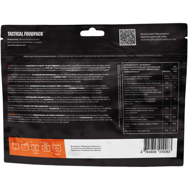 Repas lyophilisé TACTICAL FOODPACK FOODPACK BEEF AND POTATO POT 100G UNI