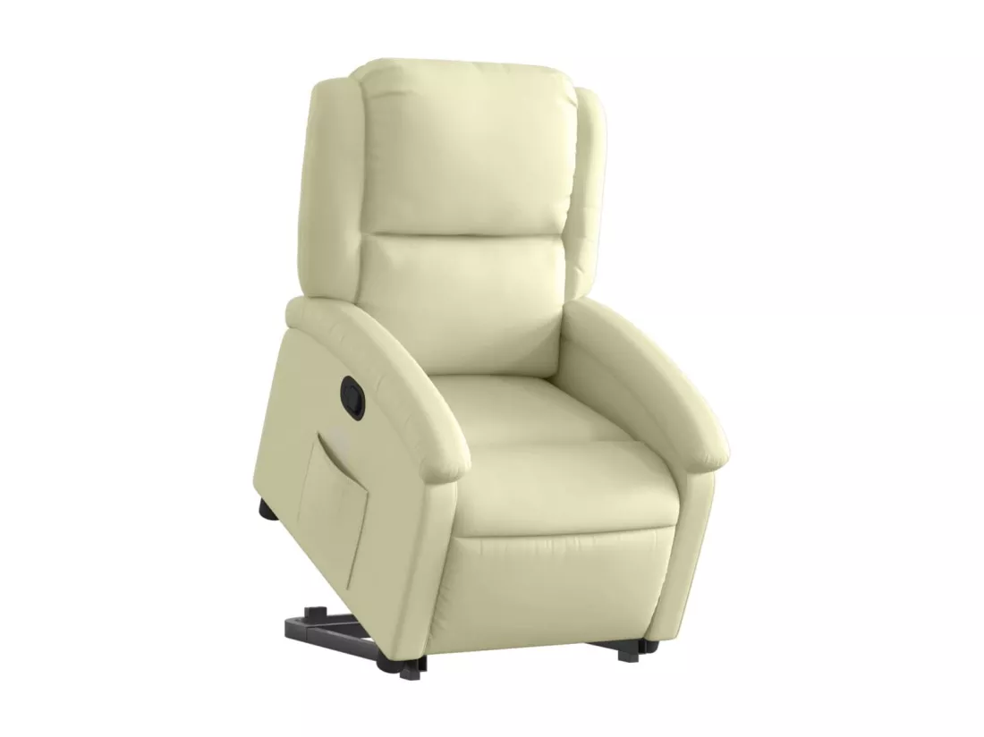 Fauteuil inclinable massant crème cuir véritable