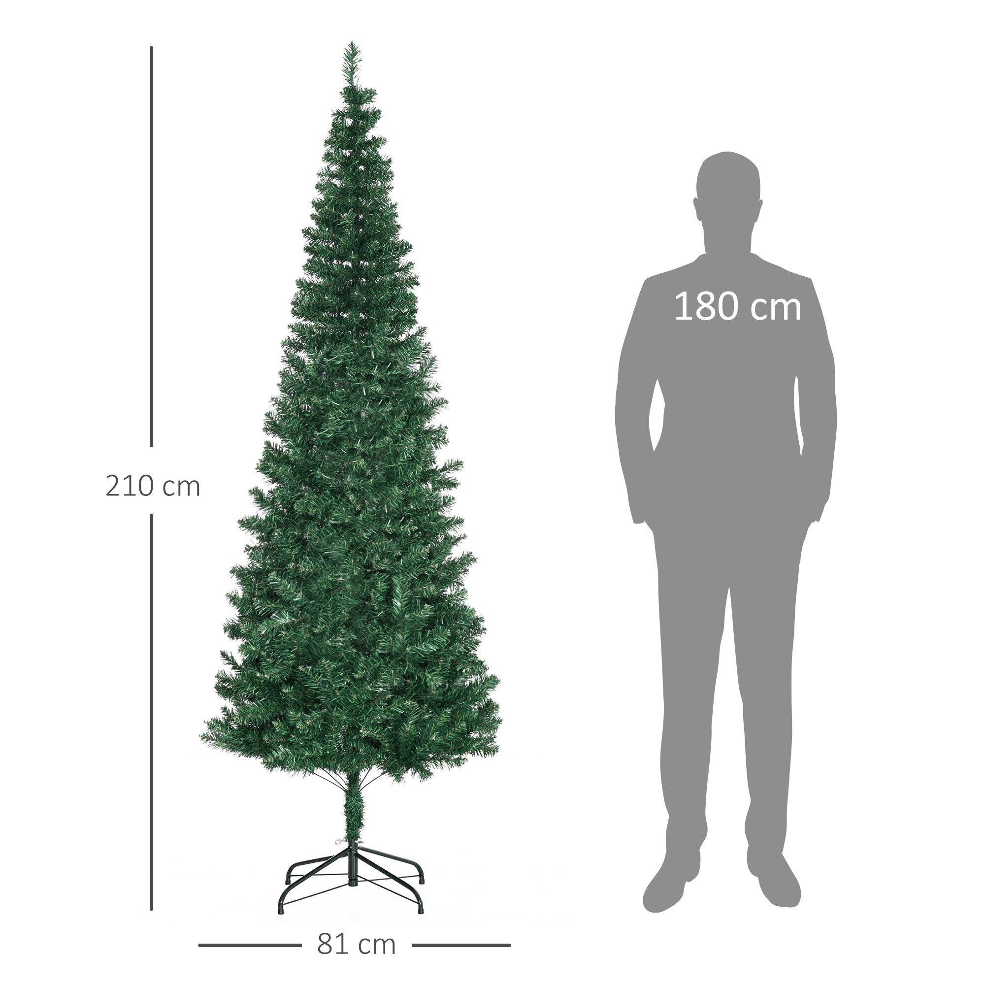 HOMCOM Tannenbaum mit Metallständer grün 81 x 210 cm (ØxH)