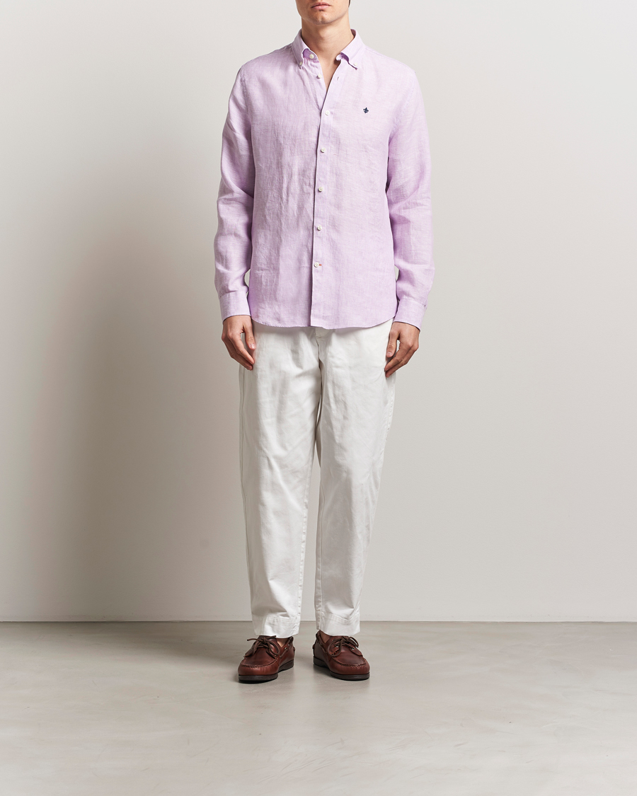 Morris Douglas Linen Button Down Shirt Purple
