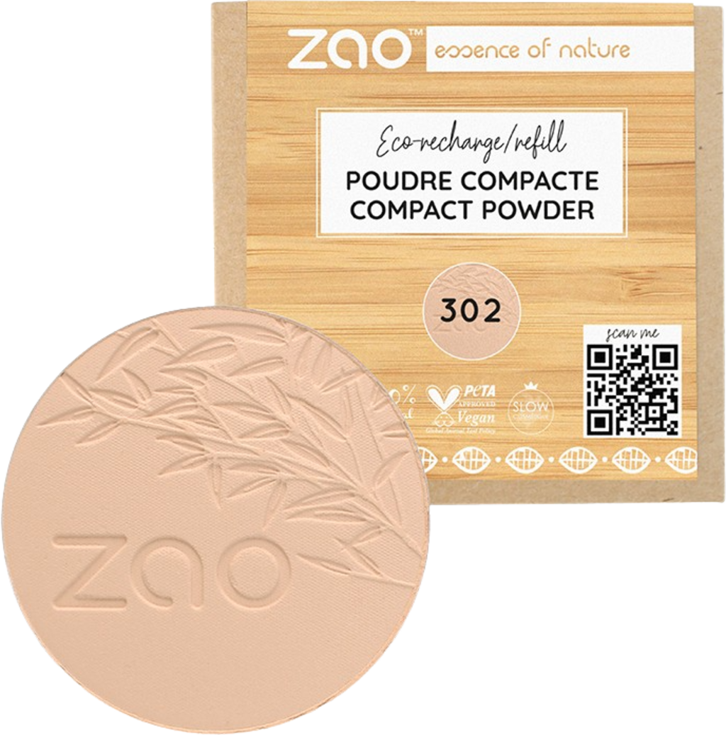 ZAO  Refill Compact Powder, 302 Pink Beige (9 g)