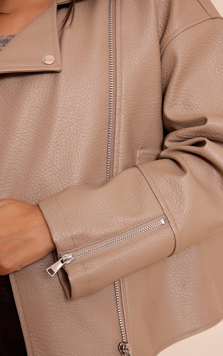 Taupe Veste De Motard Oversize En Synthétique