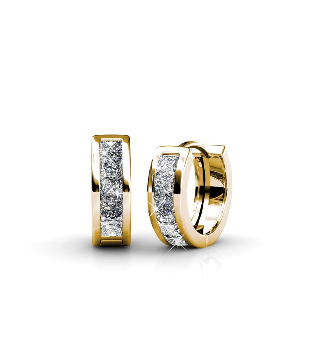 Boucles d'oreilles Square Hoop - Or Rosé et Cristal