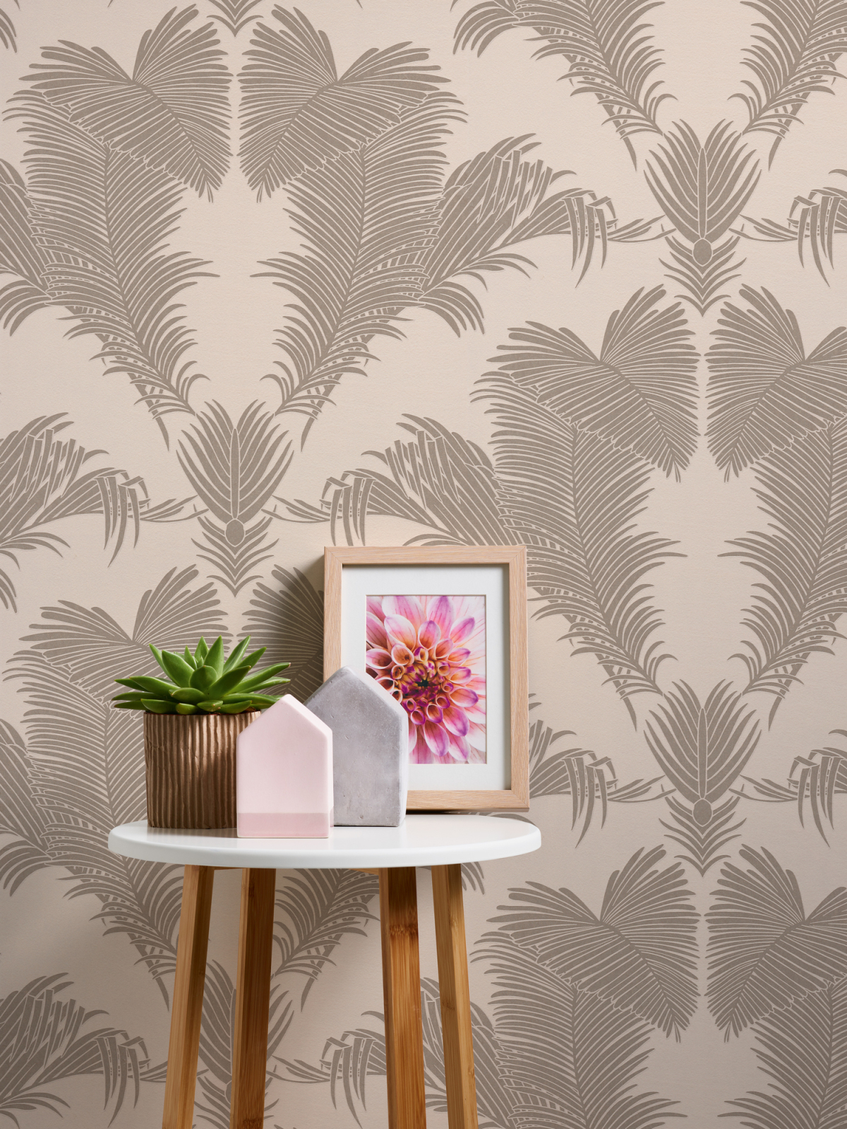 Vliestapete - Palmen - beige-grau - 10 Meter