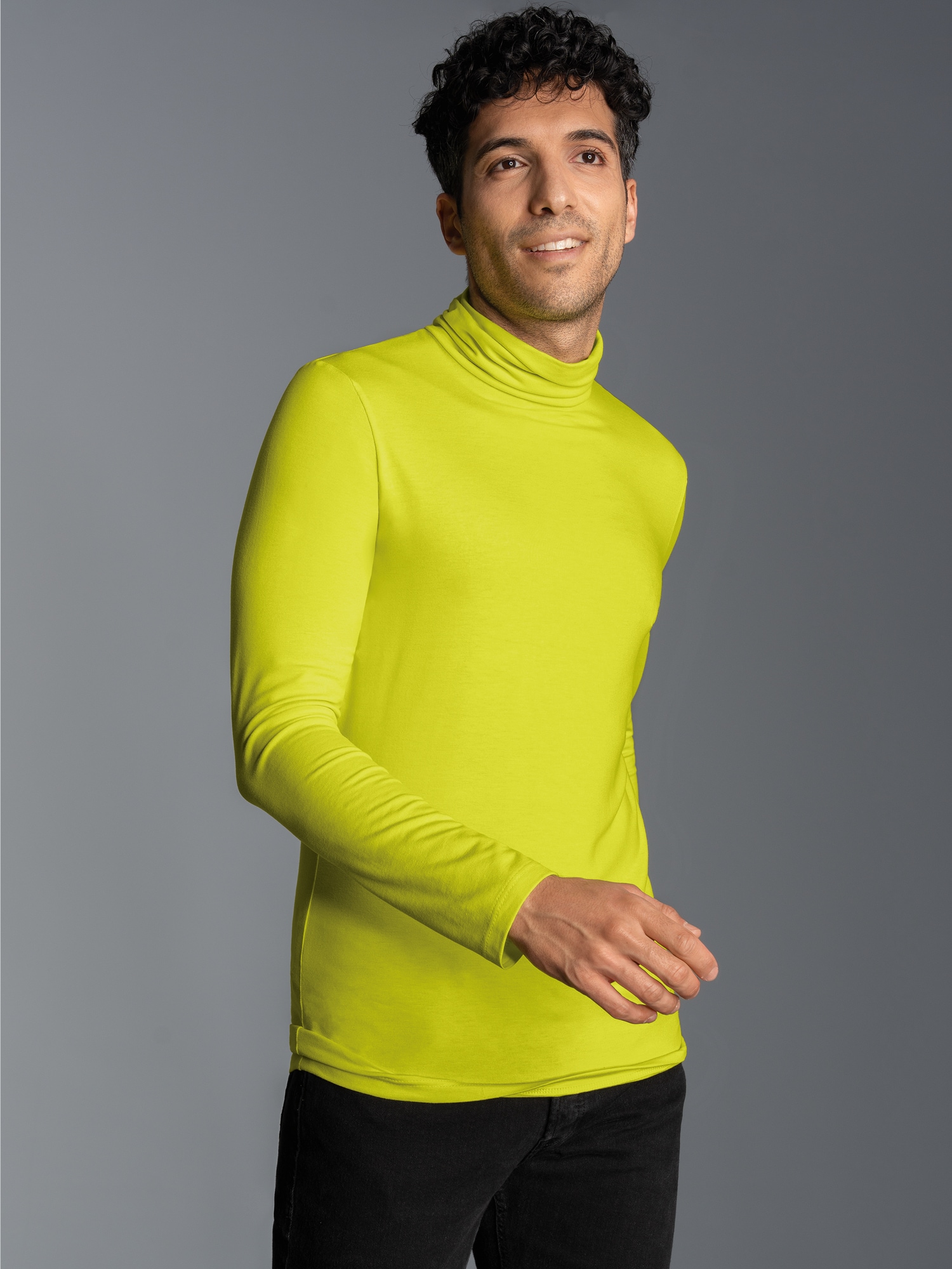 Rollkragen-Shirt aus elastischer Viskose Powergreen