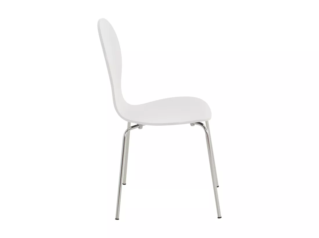 Lot de 4 Chaise de conférence - Bois - Blanc - DIEGO