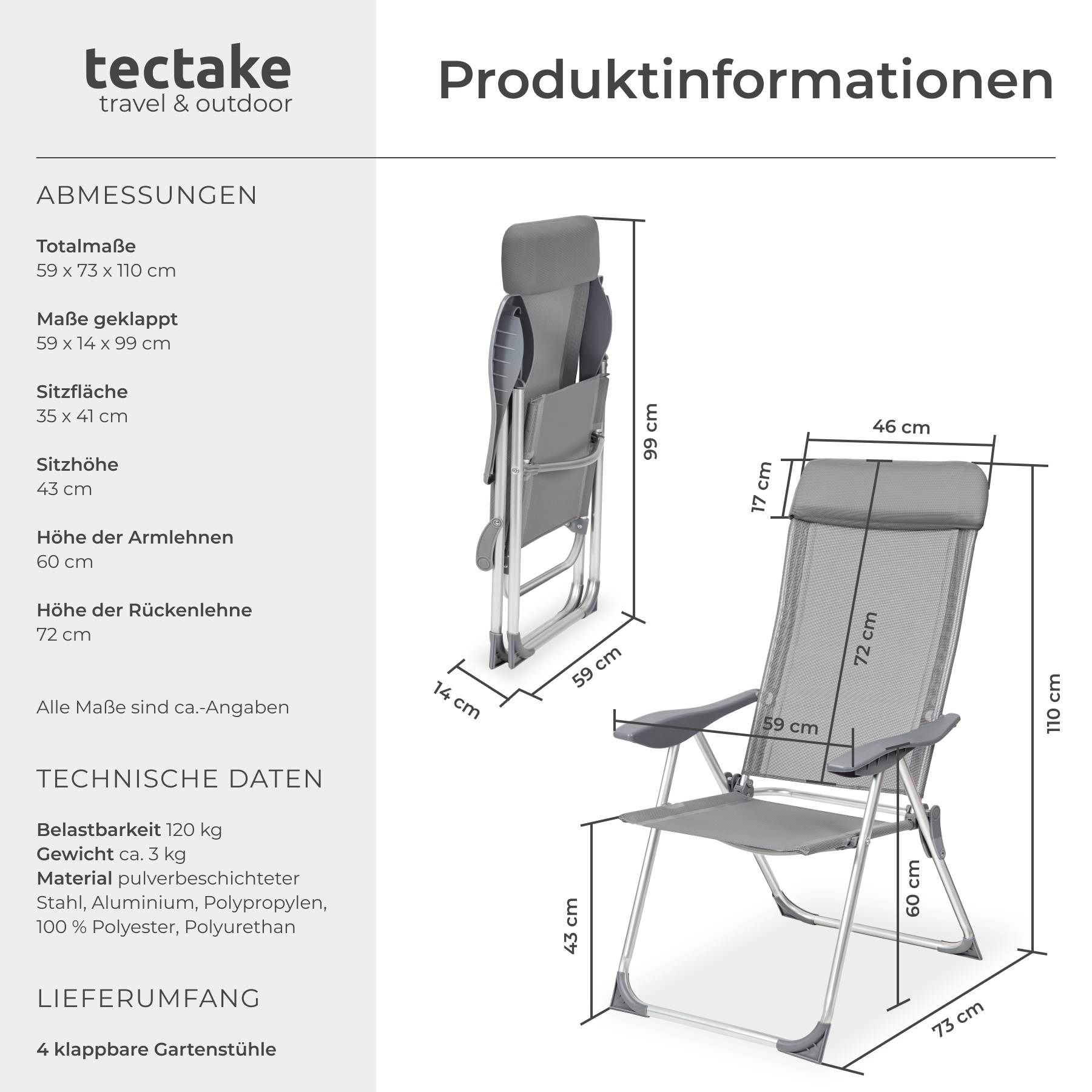 4er Set Gartenstuhl Maurine