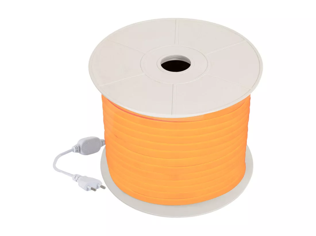 Bobine Néon LED Flexible 360º Rond Dimmable 220V AC 120LED/m IP67 Orange 50 Mètres sur Mesure Coupe Tous les 100cm Orange