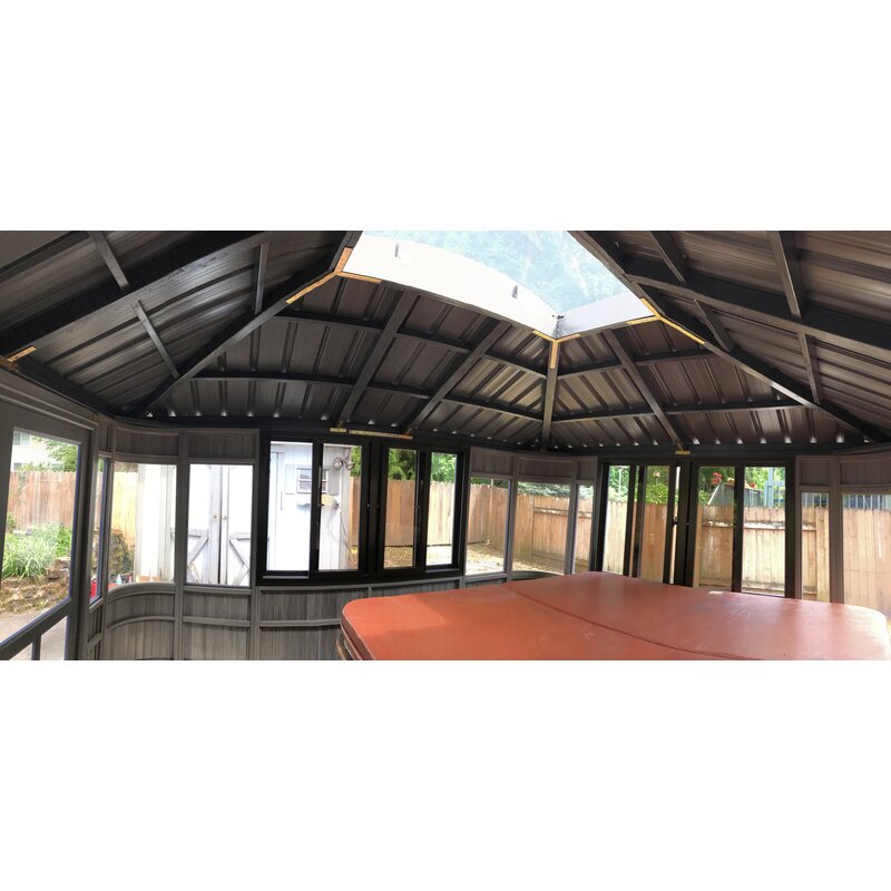Gazebo de alumínio para pátio Colorado, 4,11 m de largura x 3,51 m de profundidade.