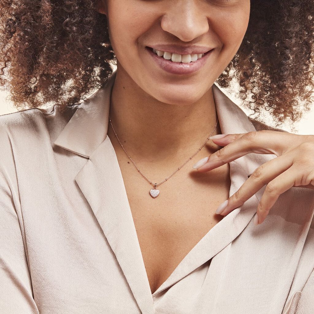 Collier Pascual Argent Met Rose Oxyde De Zirconium