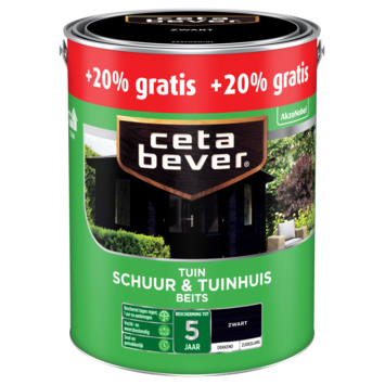 Cetabever dekkende schuur & tuinhuis beits zwart 2,5 liter   20% extra