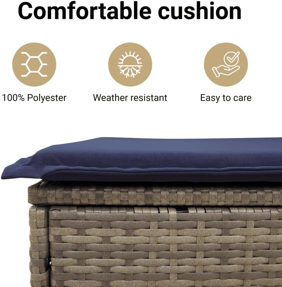vidaXL Gartensofa mit Kissen 2-Sitzer Grau Poly Rattan