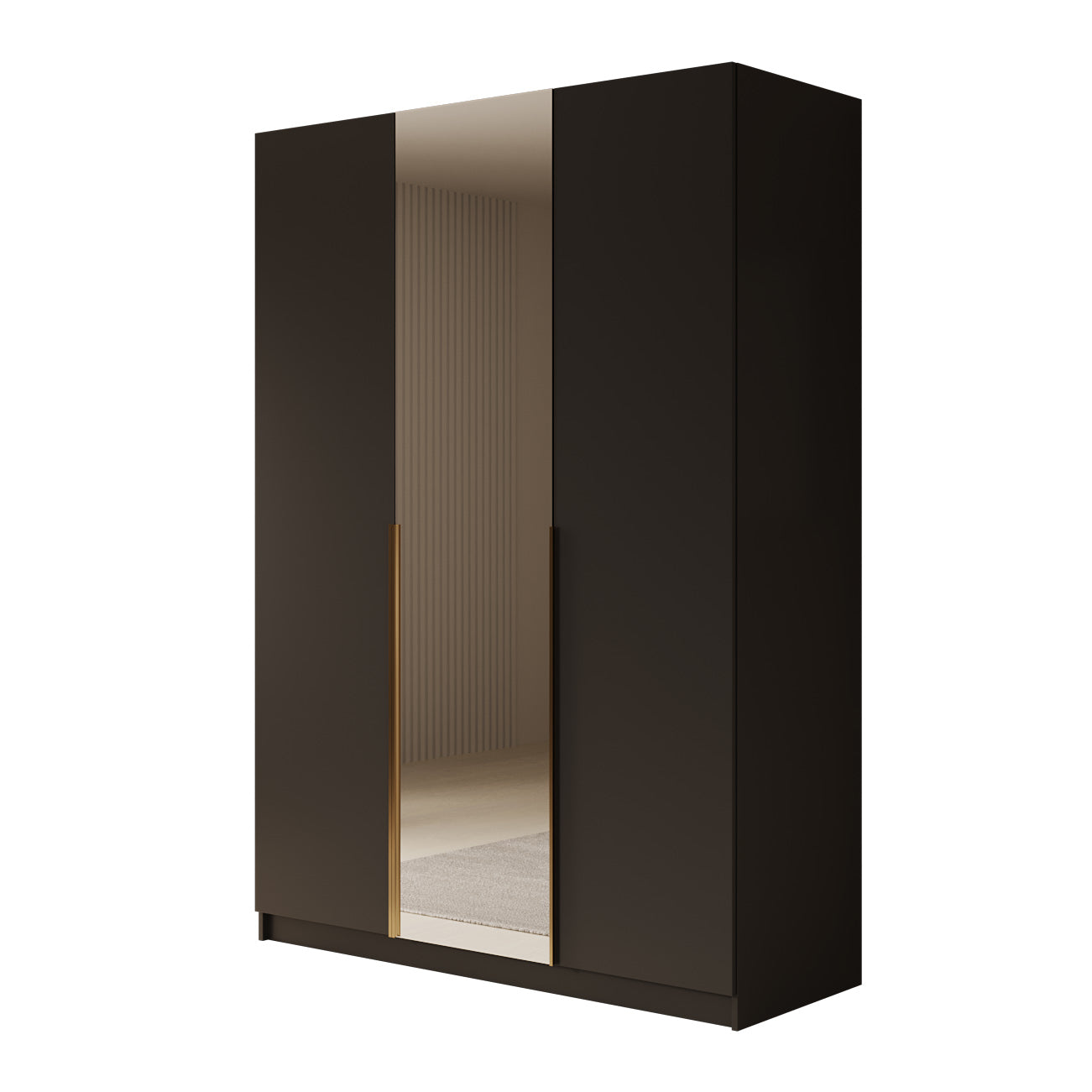 Sabre 2 - Kledingkast met spiegel - Zwart - 150x58x215 cm
