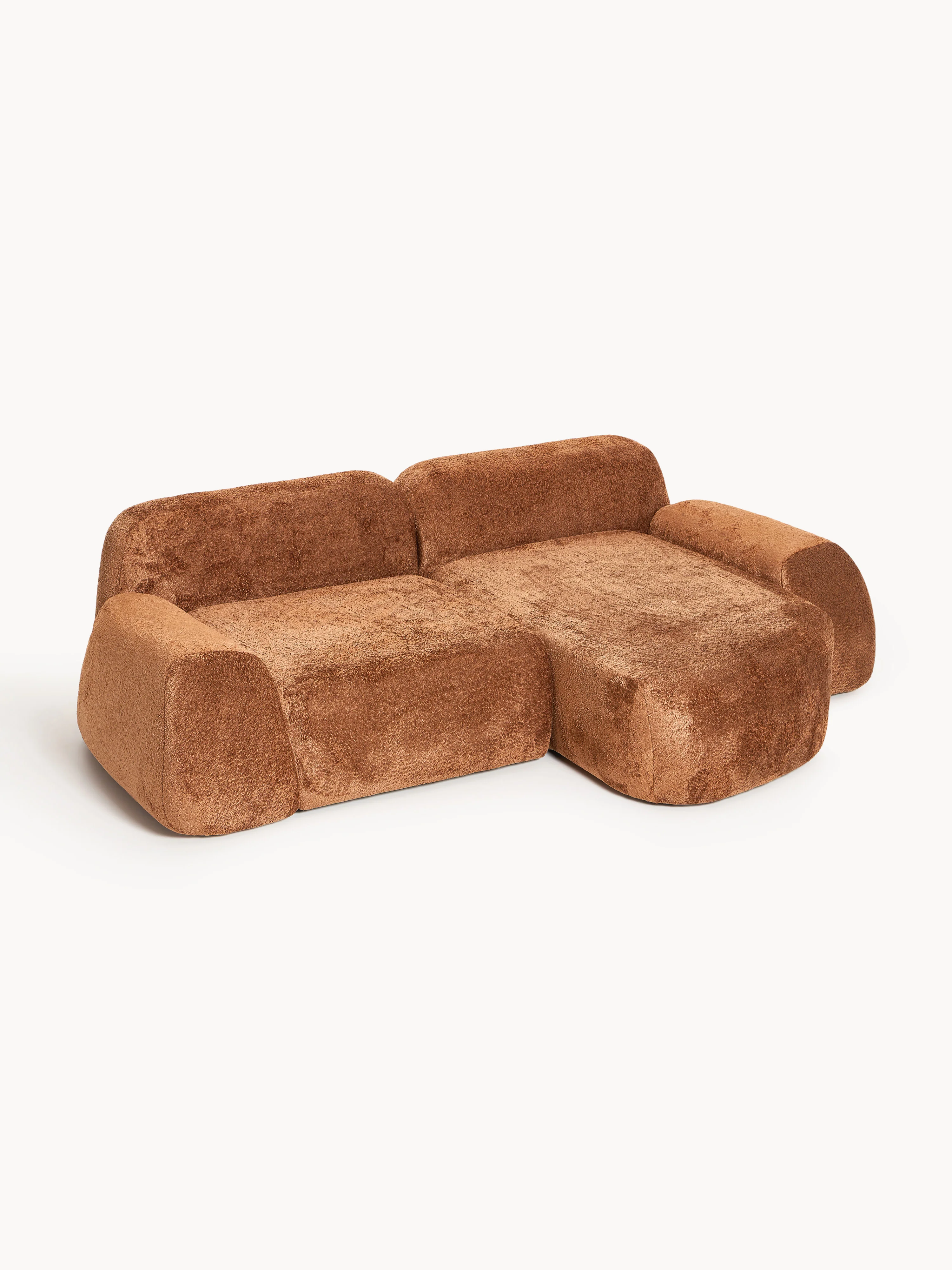 Modulaire teddy-bouclé hoekbank Wolke (3-zits)