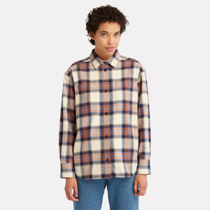 Sobretudo de flanela feminino na cor marrom