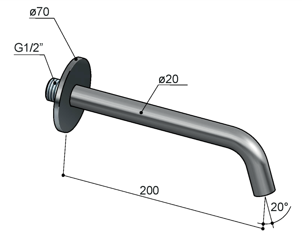 Hotbath Archie uitloop 20cm RVS