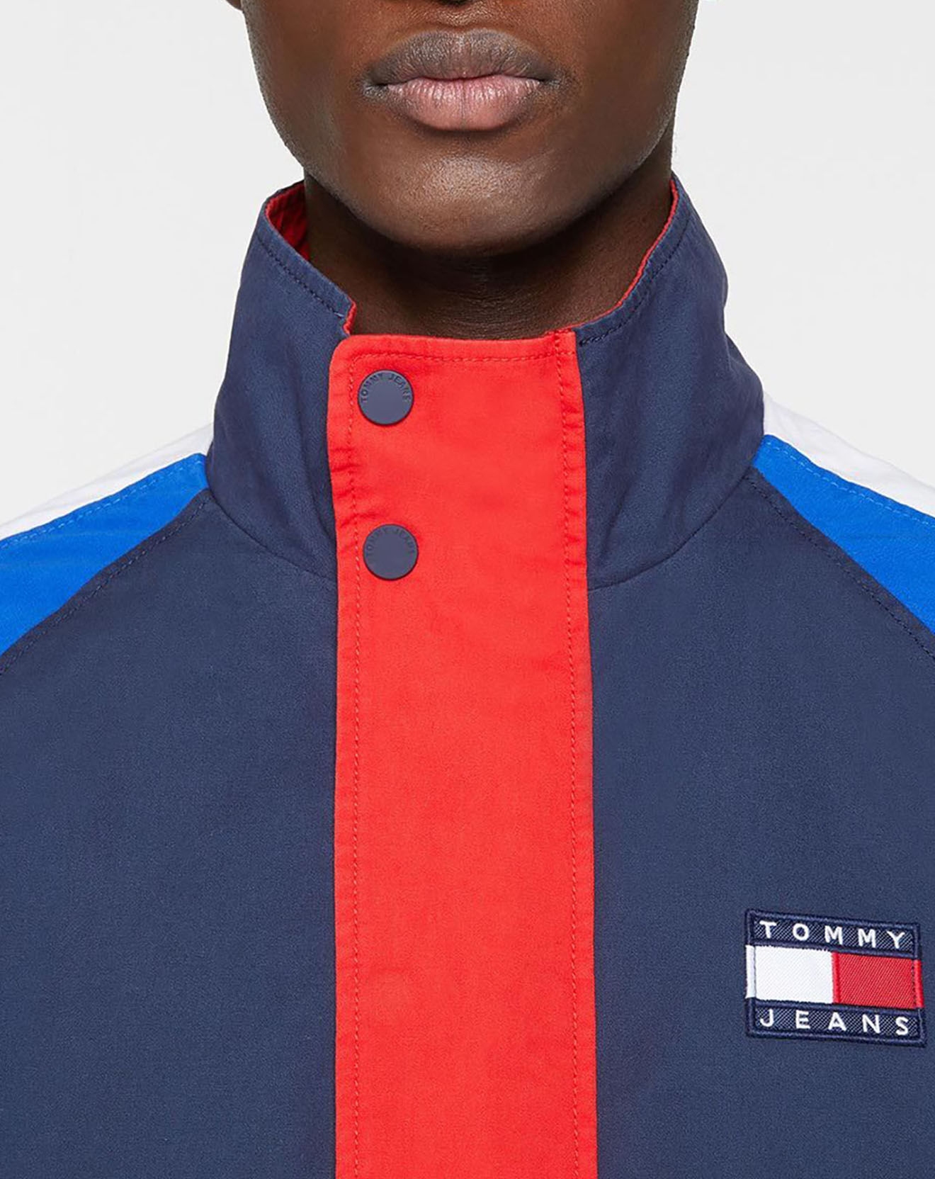 Tommy Jeans Blouson colorblock badge bleu/rouge