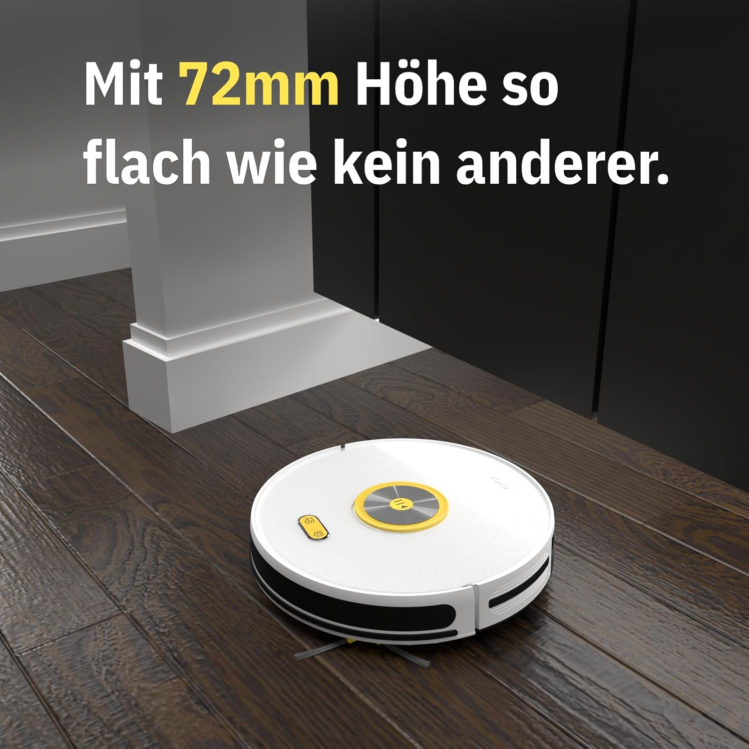 Klyna Saugroboter mit Wischfunktion I Staubsauger Roboter leise 60dB I 2200Pa Saugkraft I Smart Home App steuerbar I Saug und Wischroboter nur 7cm hoch I 150Min Akkulaufzeit I Server in DE