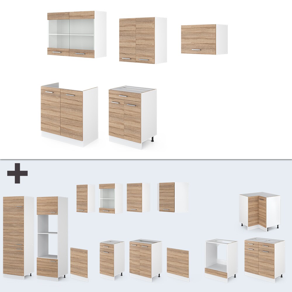 Vicco KÜCHE R-LINE 200CM KÜCHENZEILE KÜCHENBLOCK EINBAU Sonoma