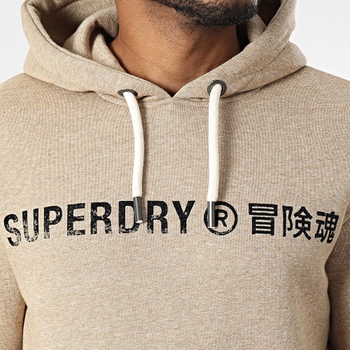 Sweat Capuche Workwear Logo Vintage M2013143A Beige Chiné