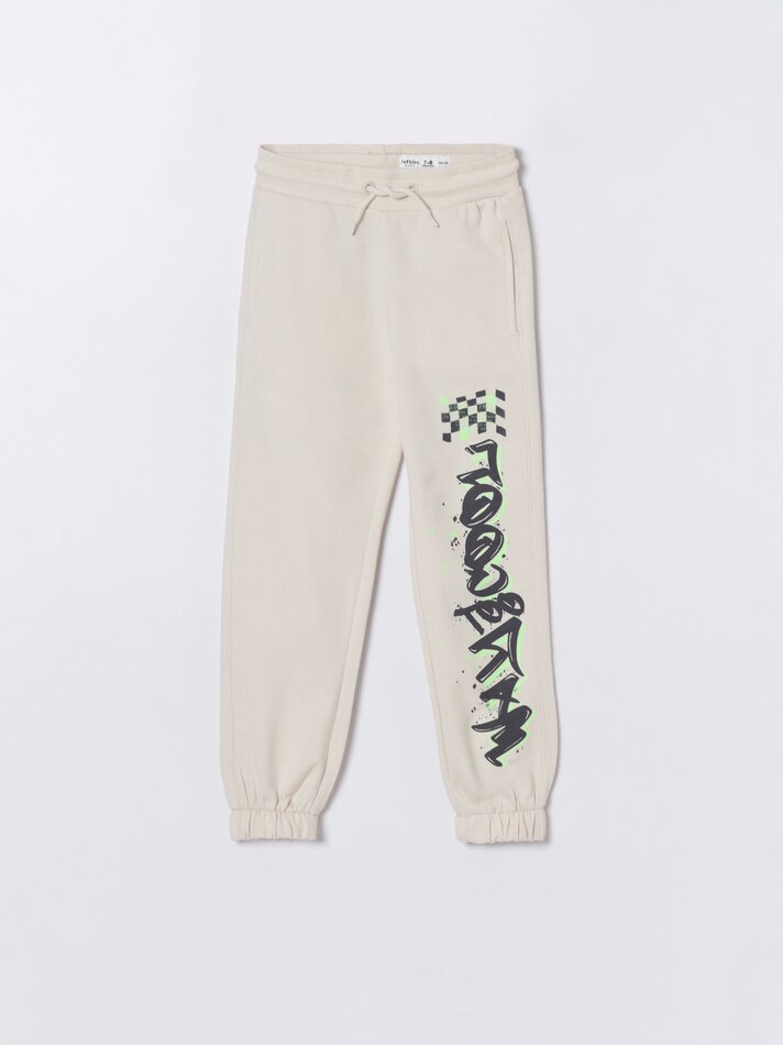 Calças de lã estampadas - Branco-sujo