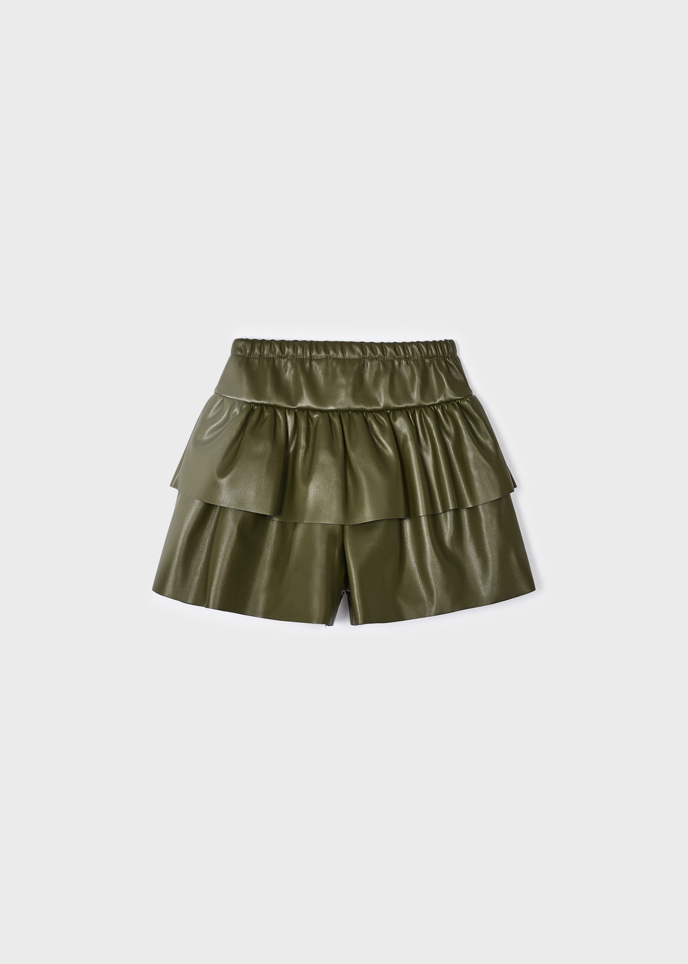 calças culote de couro sintético para meninas
