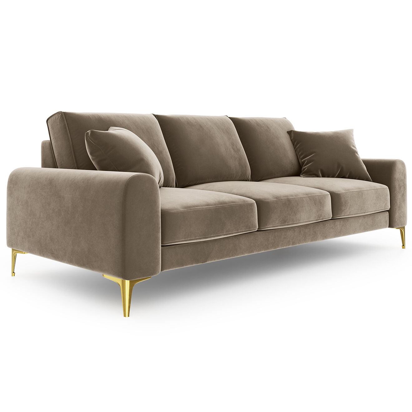Mazzini Sofas Canapé 3 places velours madara beige - 222x102x90 cm