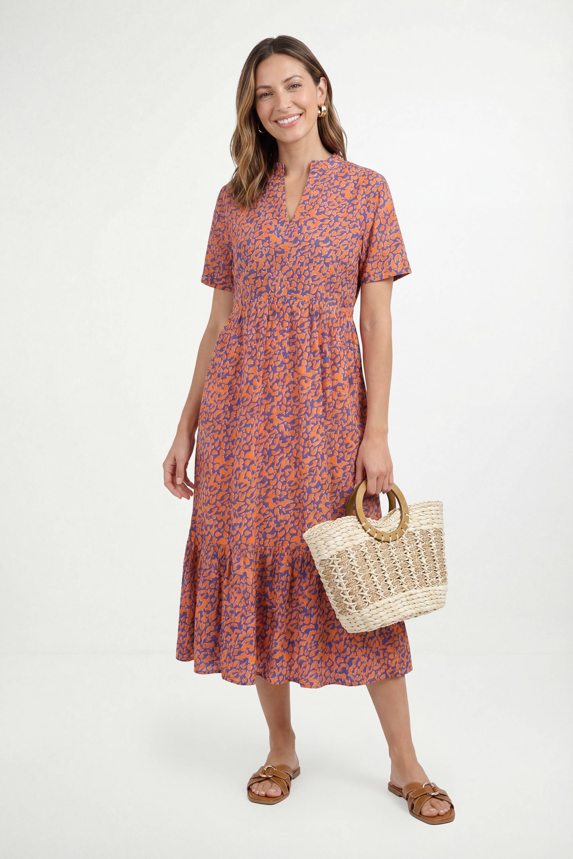 Wallis Robe Midi Petite En Coton D'été