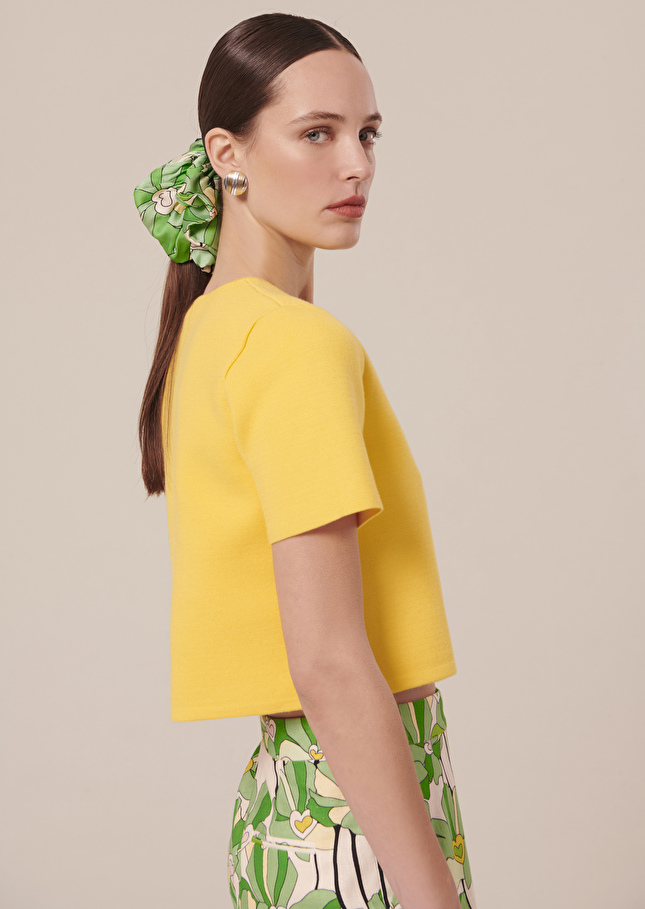 Gilet Glitterjaune en maille compacte