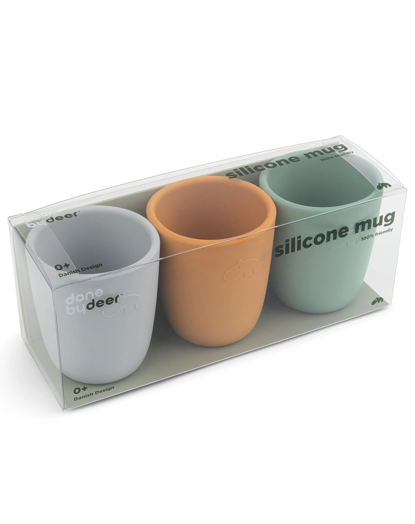 Silikon-Trinkbecher MIX 3er Pack in grün/senfgelb/grau