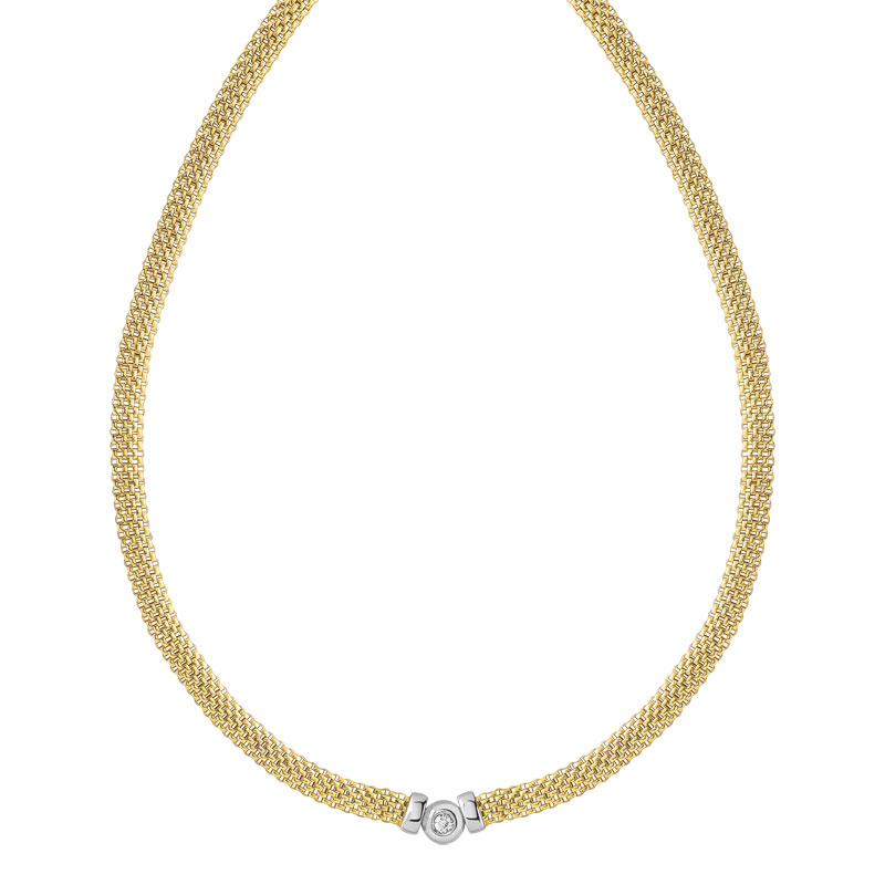 Collier 2 ors 750 diamant 43 cm