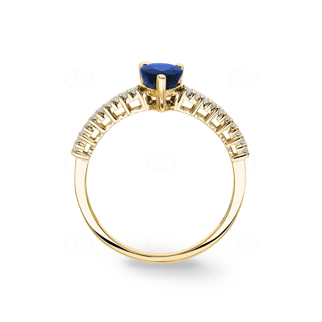 Saphirring 750/18 K Gelbgold mit Diamanten 0.16 ct H/si