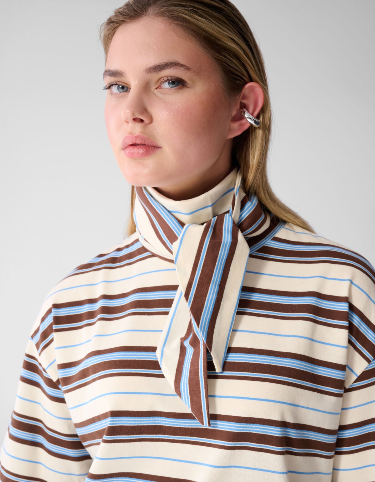 Scarf Striped T-shirt Gebroken Wit