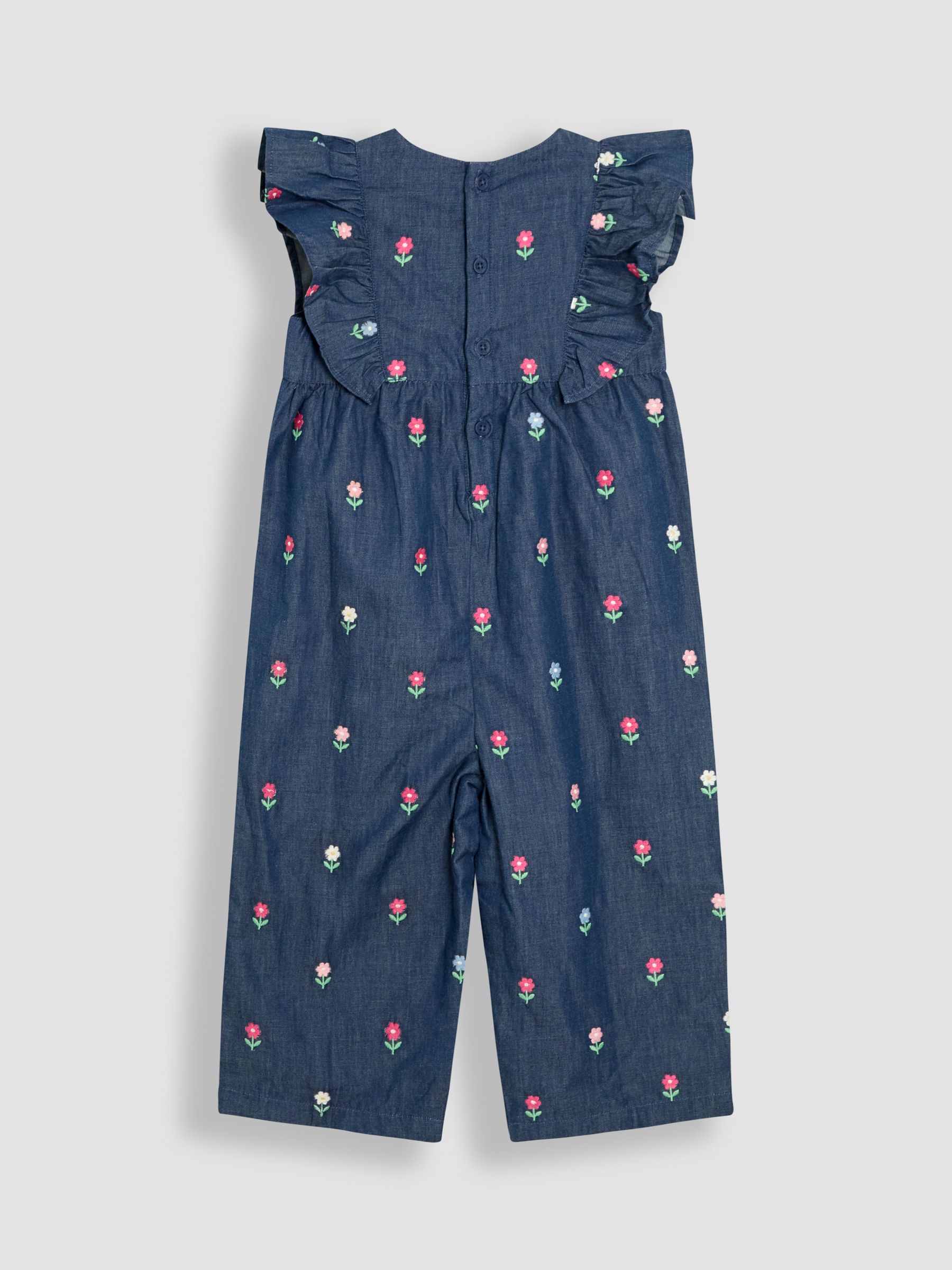 JoJo Maman Bébé Frill Shoulder 100% Cotton Jumpsuit