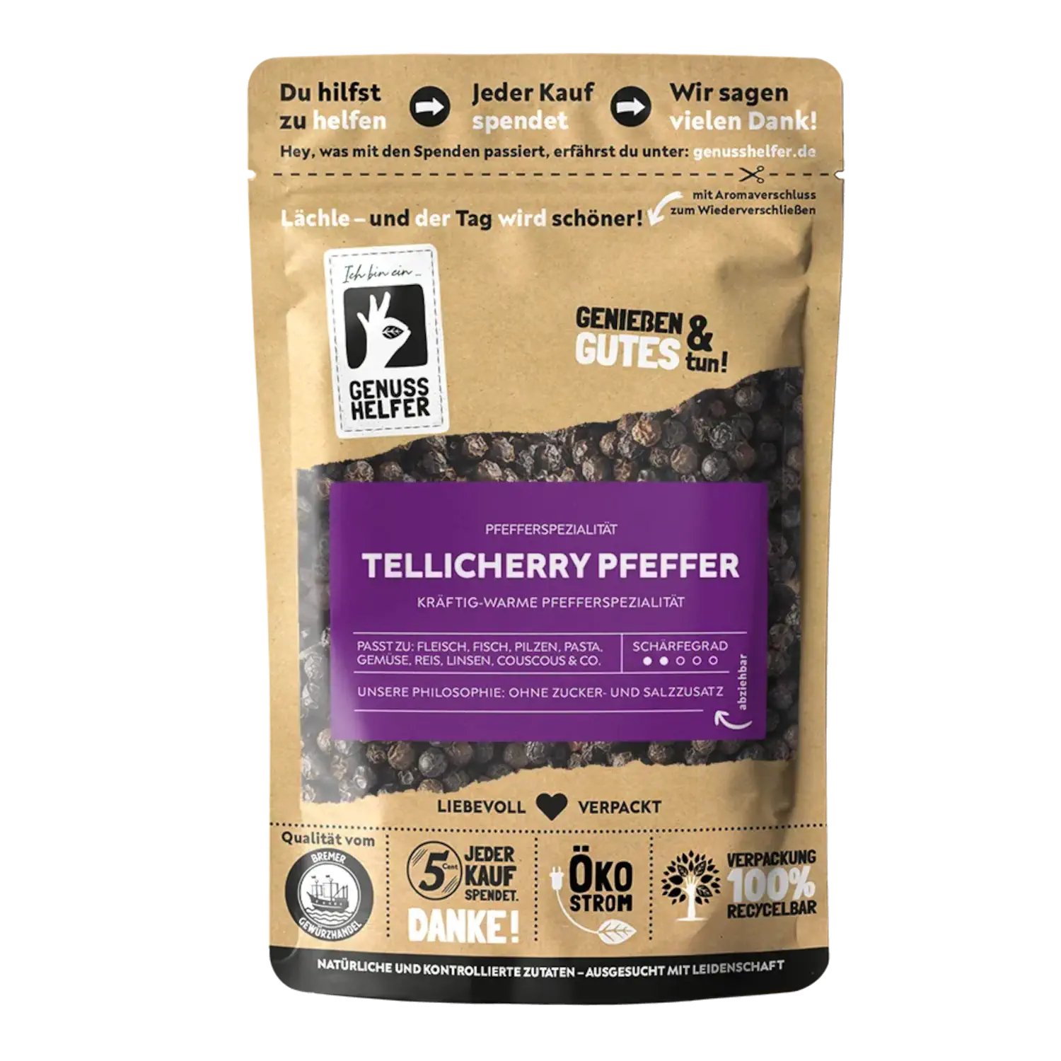 Tellicherry Pfeffer, ganz, 3er Pack