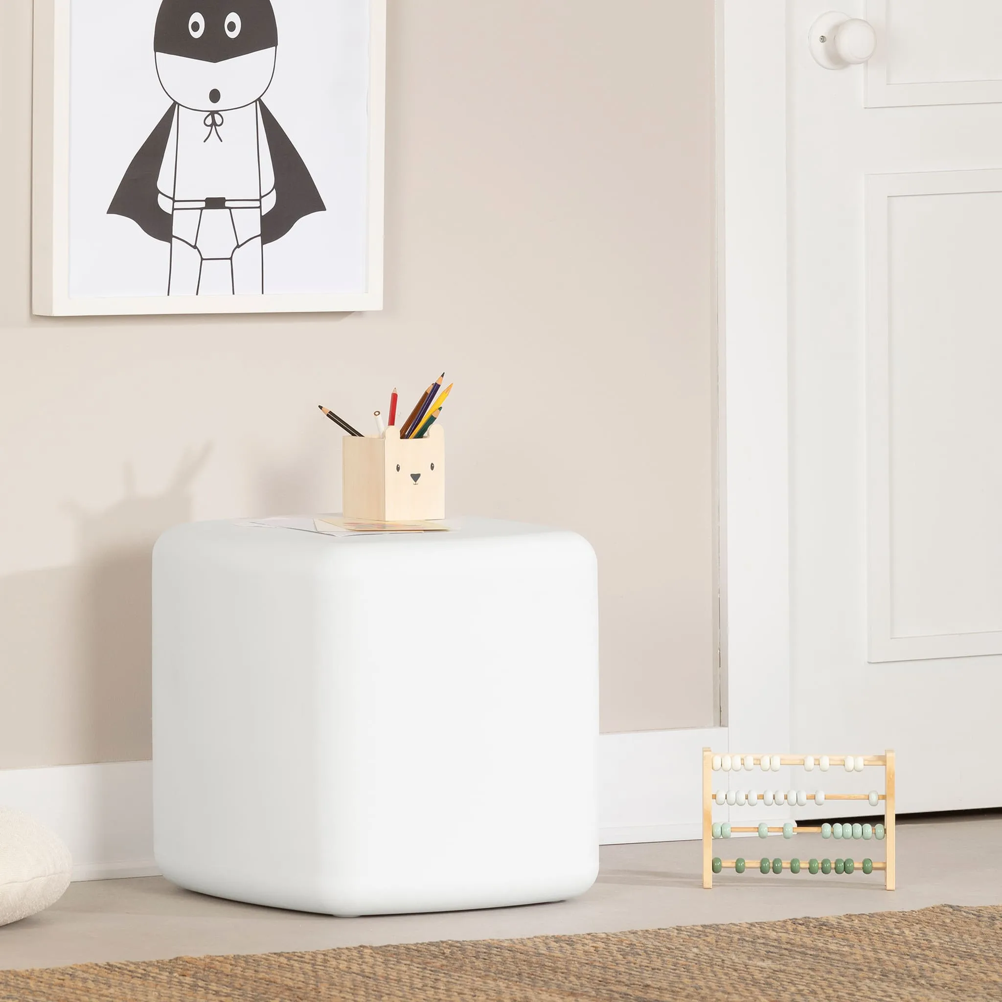 South Shore Table de Nuit  Tabouret pour Enfants - Sweedi Blanc