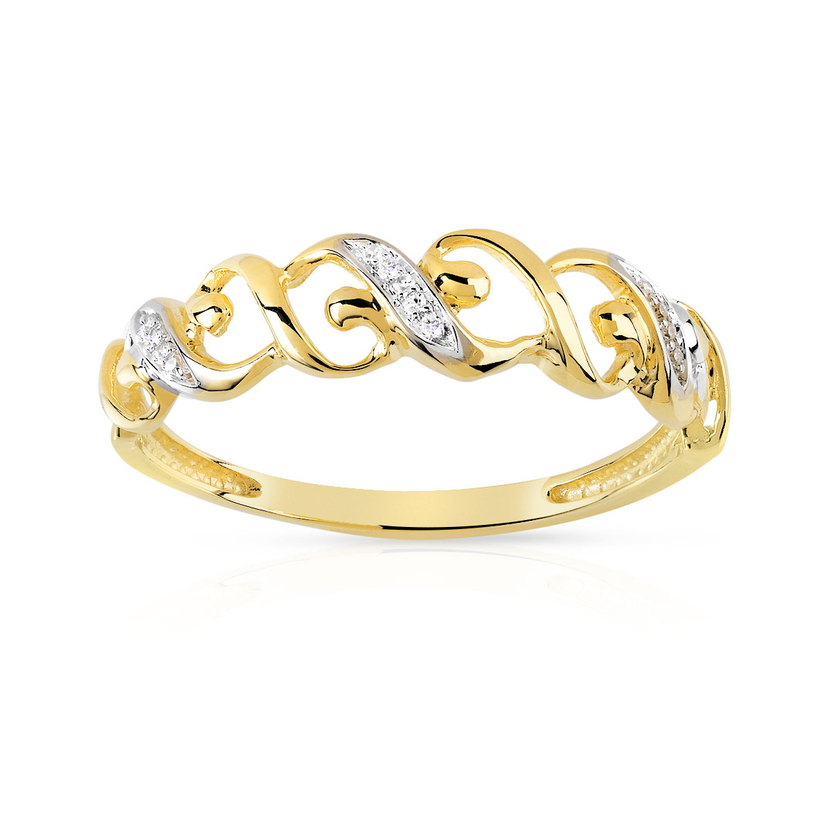 Bague or 375 2 tons diamant