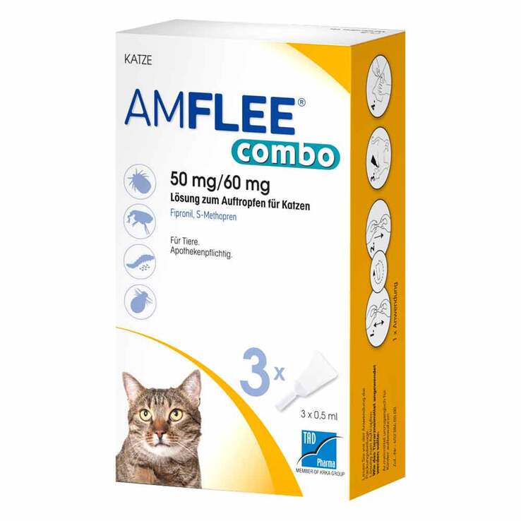 Amflee combo 50 mg/60 mg Lösung zum Auftropfen für Katzen, 3 St