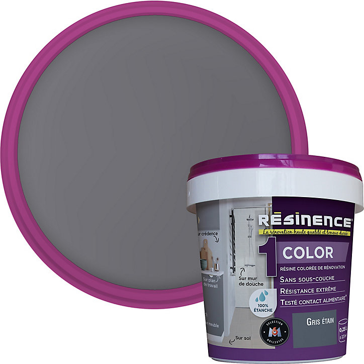 Résine multisupports Résinence Color gris étain satin 250ml