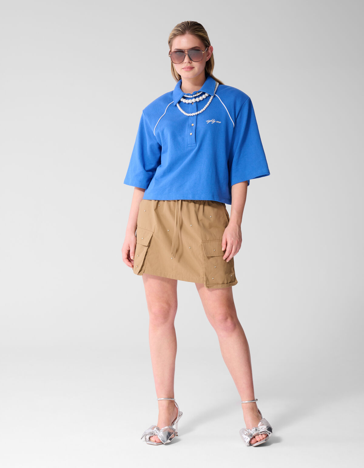 Cargo Strass Mini Rok Beige
