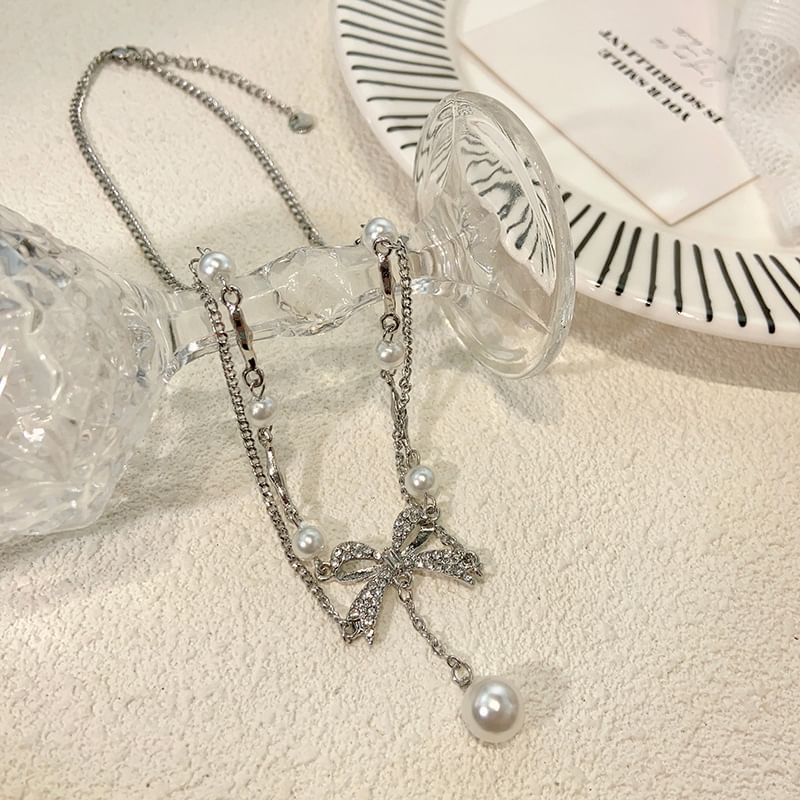 Milkieway - Nepparelketting met strass-strik