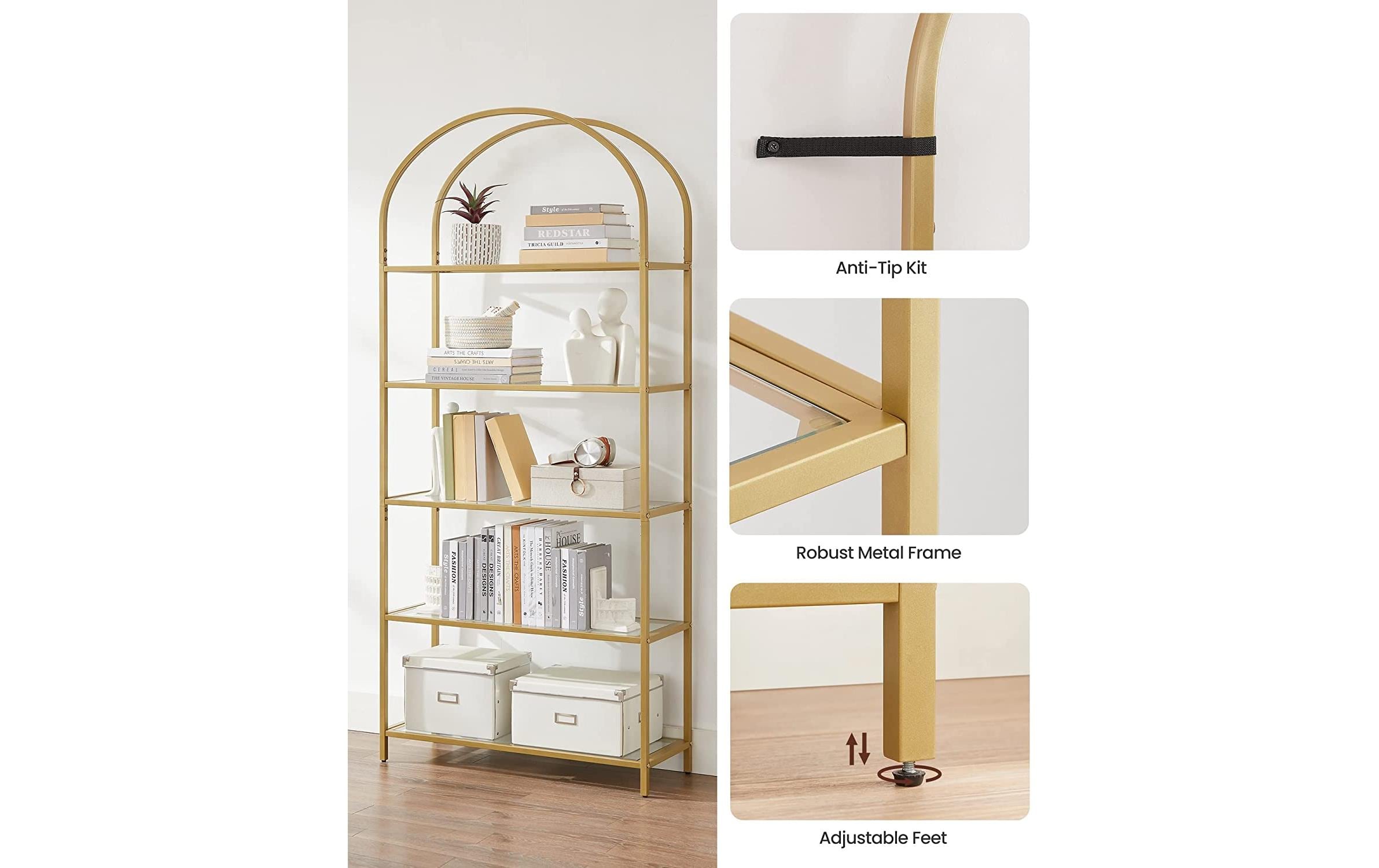 Regal 30.2 x 83 x 1 cm, Gold<br>Standregal