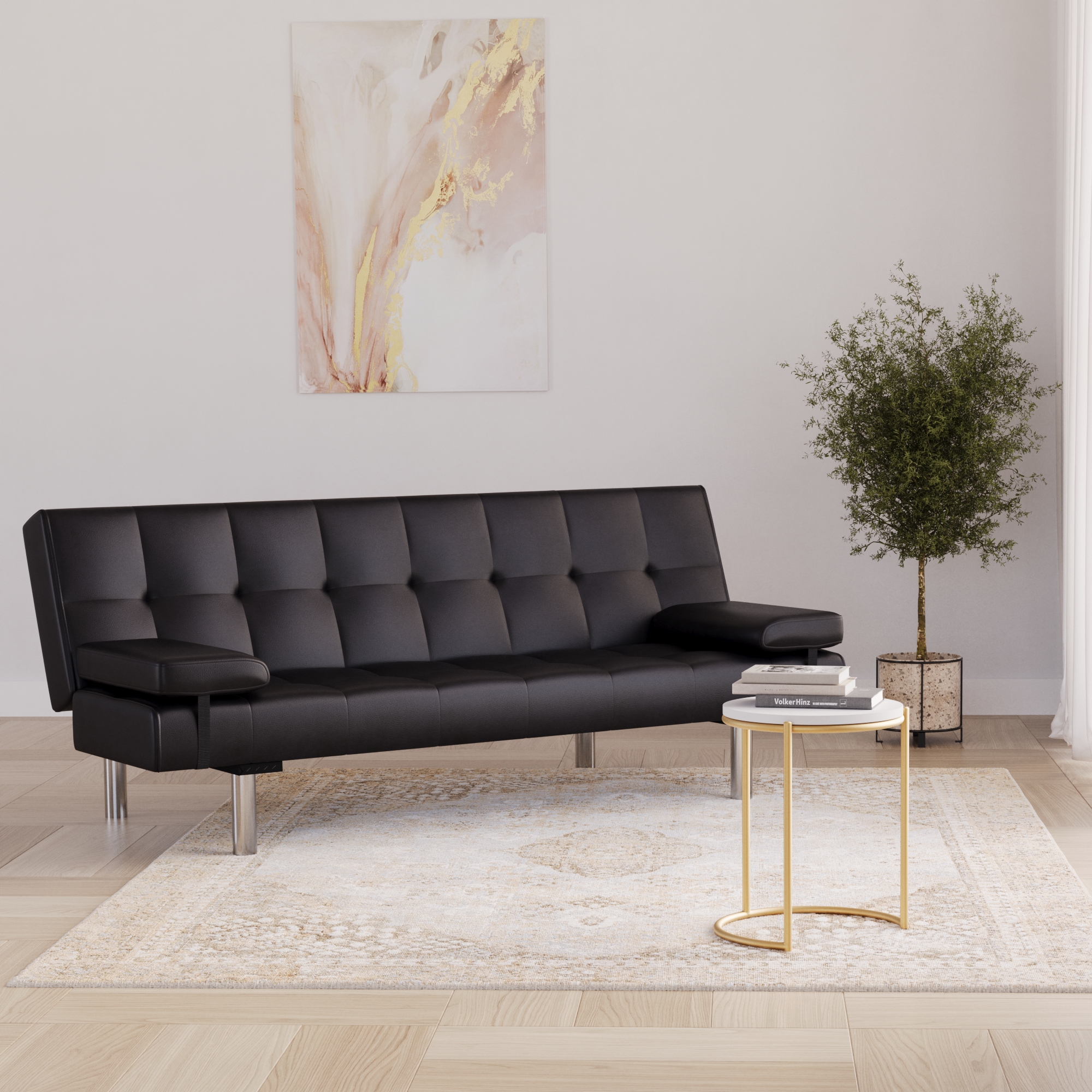 Schlafsofa Leder LENNY schwarz